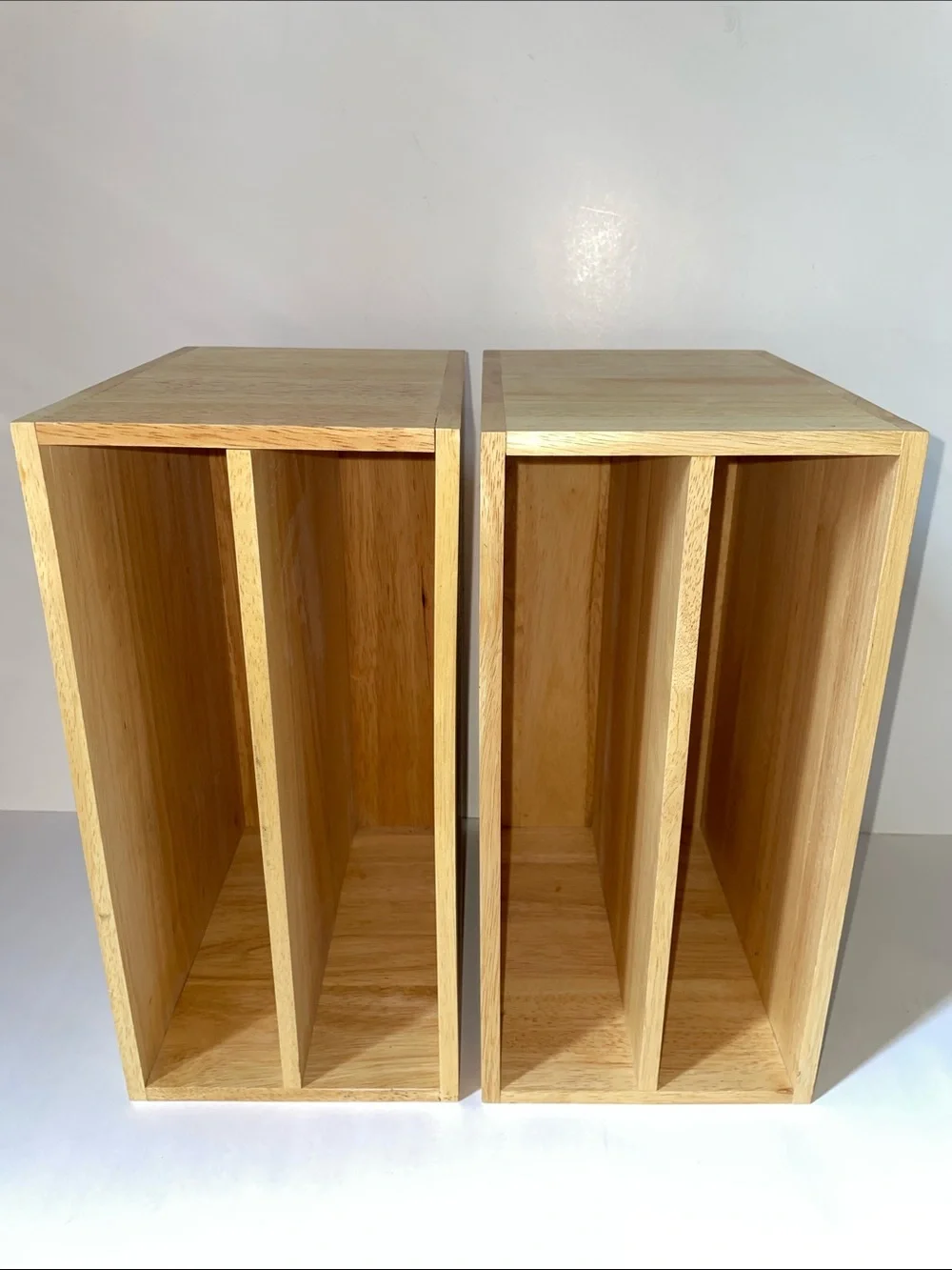 2 Wooden Desktop Organizer with Multiple Shelves - Natural color wood.